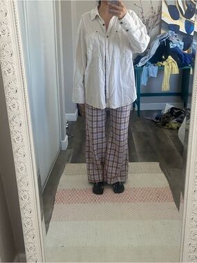 Free People White-Pinkish Button-Down Shirt